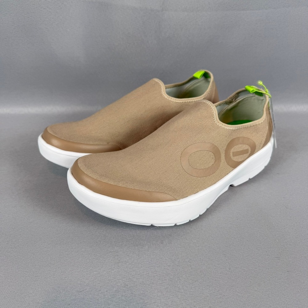 Oofos OOmg Eezee Recovery Sneakers Mens 10 Taupe White Slip-On Light Shoes NIB - Picture 2 of 8